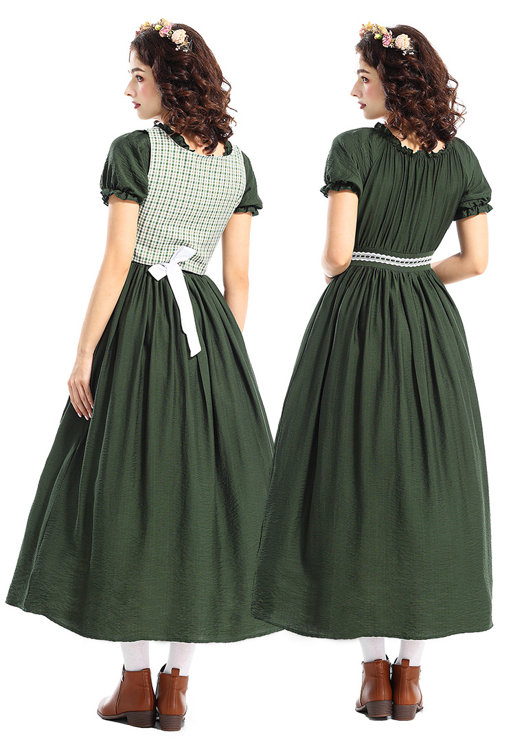 Women Prairie Dress Green Pilgrim Costume 1800s Dress Womens Oktoberfest Outfit